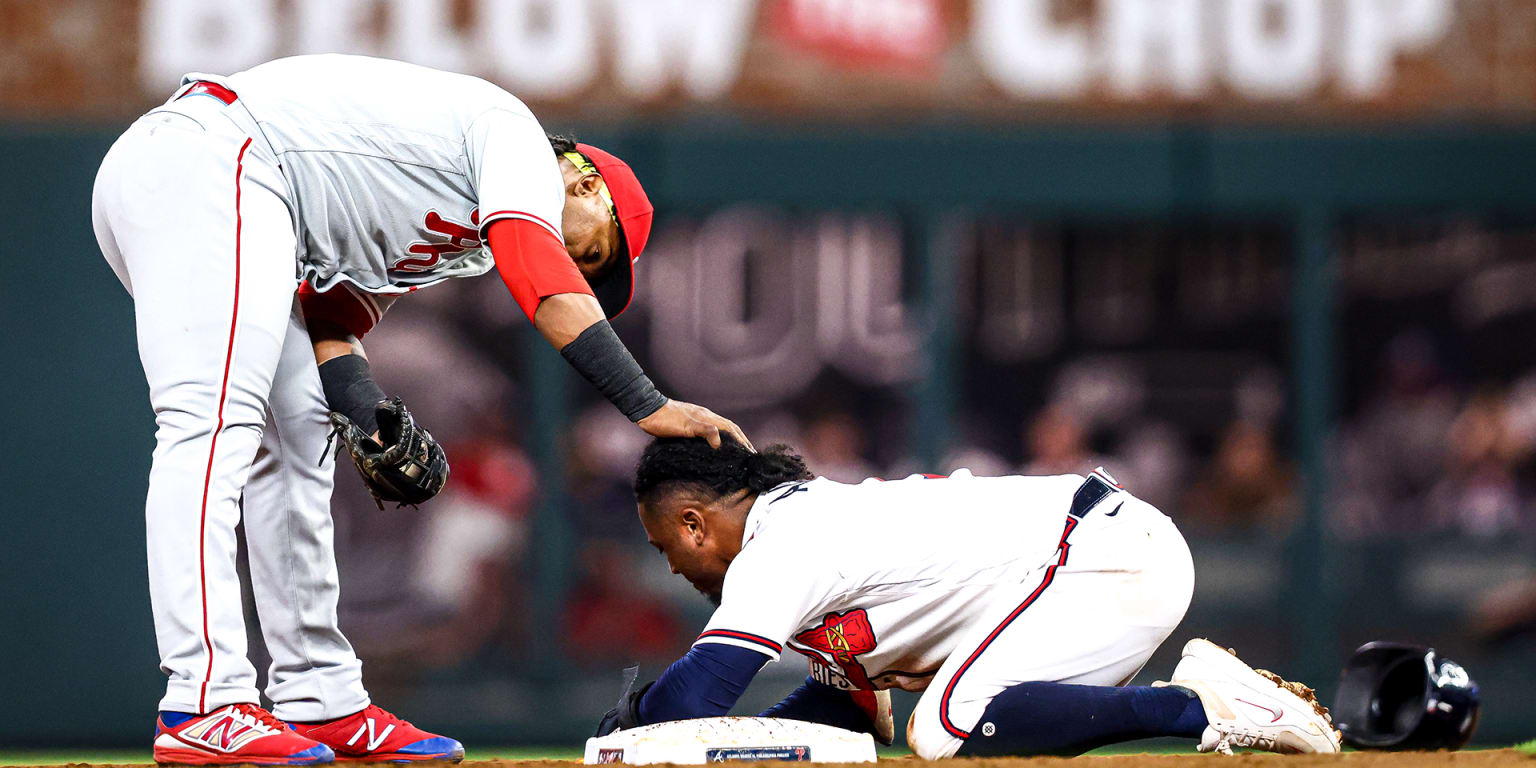 June 4 2022: Atlanta second baseman Ozzie Albies (1) makes a play