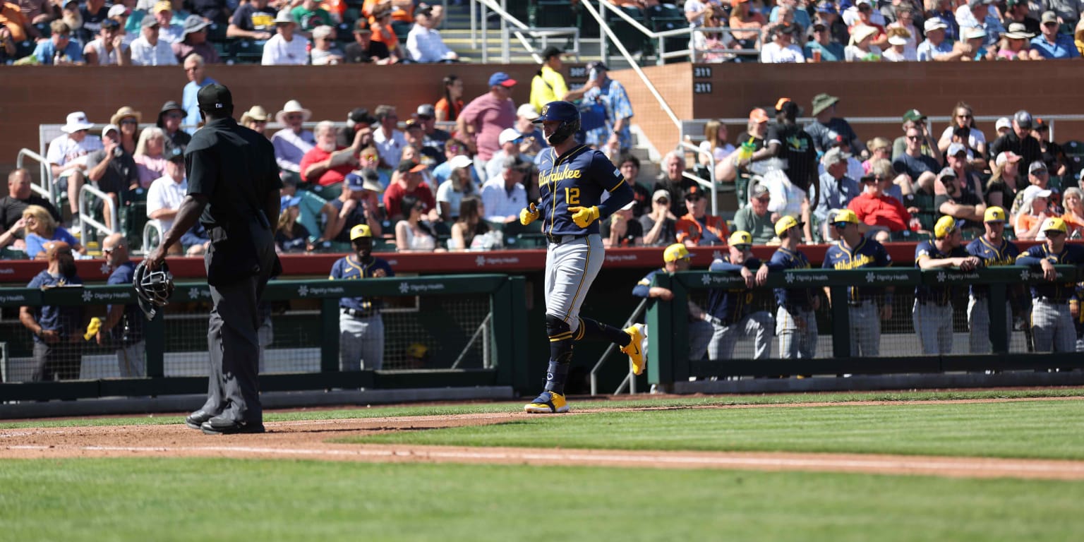 Rhys Hoskins hits first spring home run for Brewers