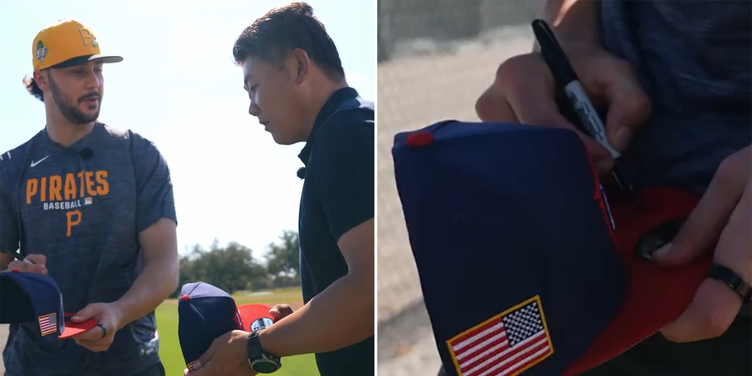 Skenes signs Team USA cap for Dice-K, a gift fit for World Baseball Classic legend