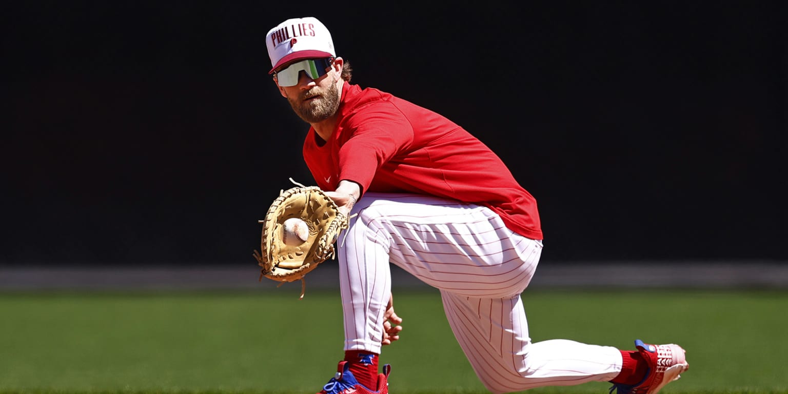 Phillies' Bryce Harper Working Out at First Base - sportstalkphilly - News,  rumors, game coverage of the Philadelphia Eagles, Philadelphia Phillies,  Philadelphia Flyers, and Philadelphia 76ers