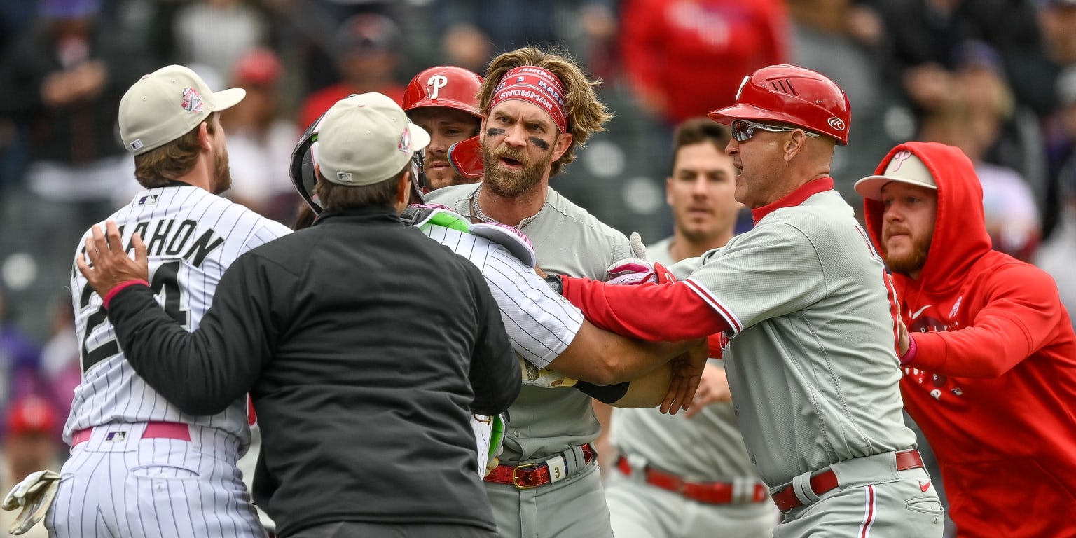 The Phillies used an injured Bryce Harper because they ran out of bench  players