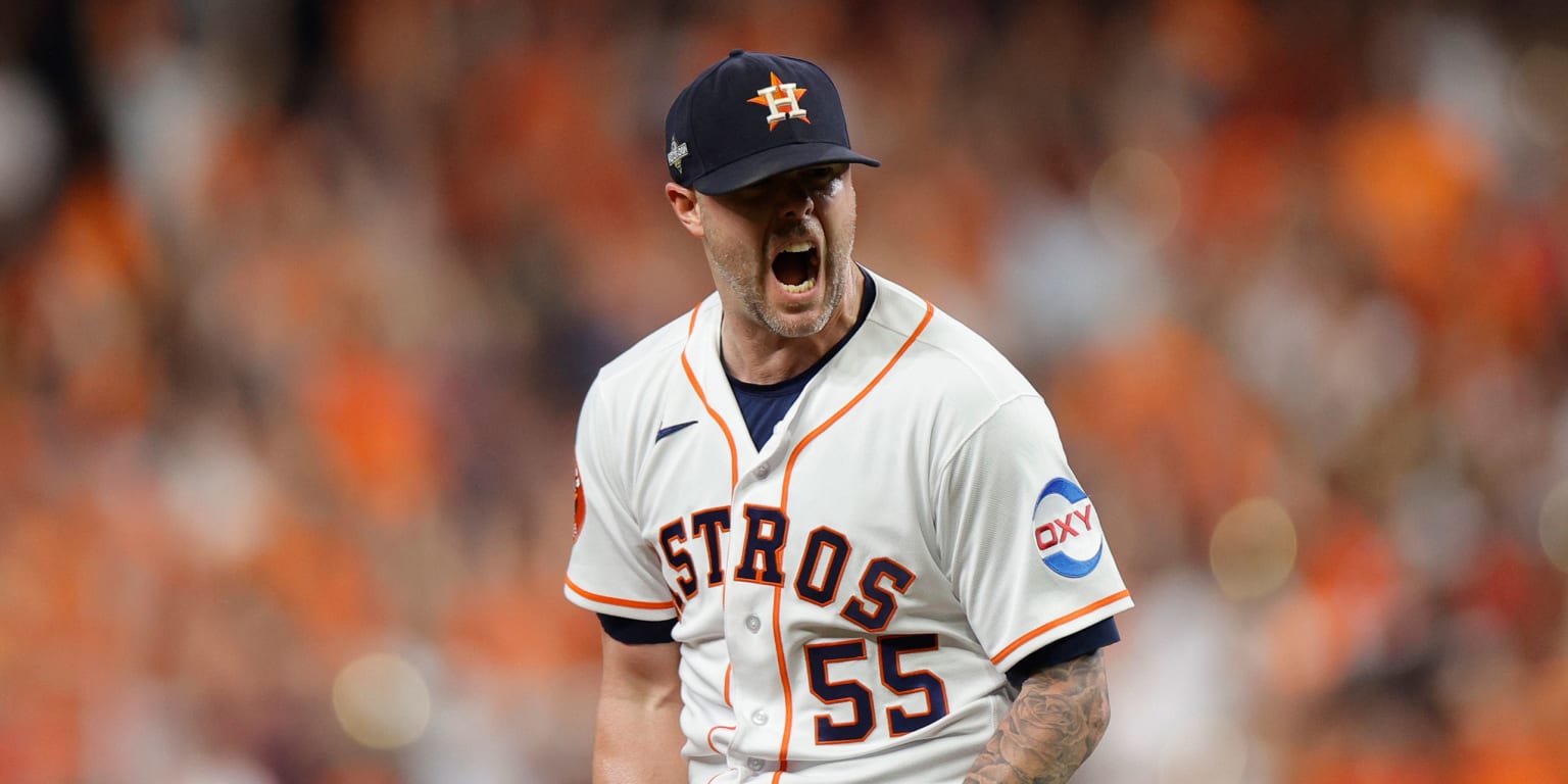 Astros closer Ryan Pressley pitches for Texas in ALCS