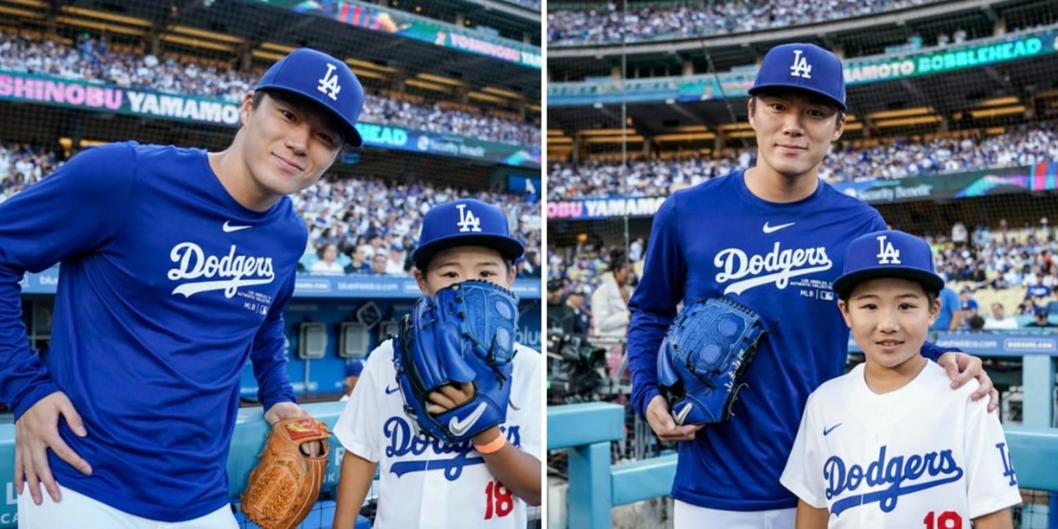 Yoshinobu Yamamoto catches first pitch on bobblehead night