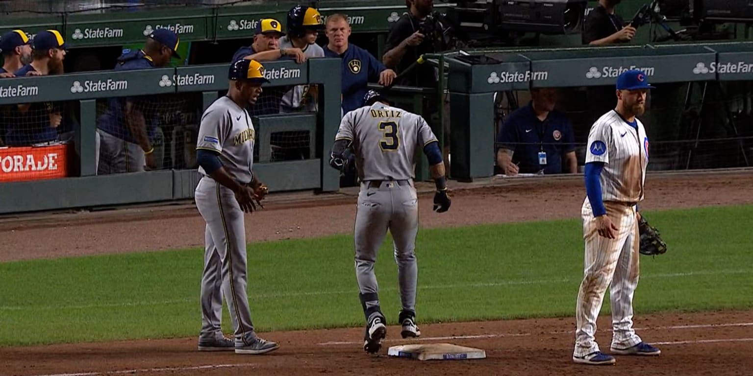 Joey Ortiz returns day after fouling ball off right knee