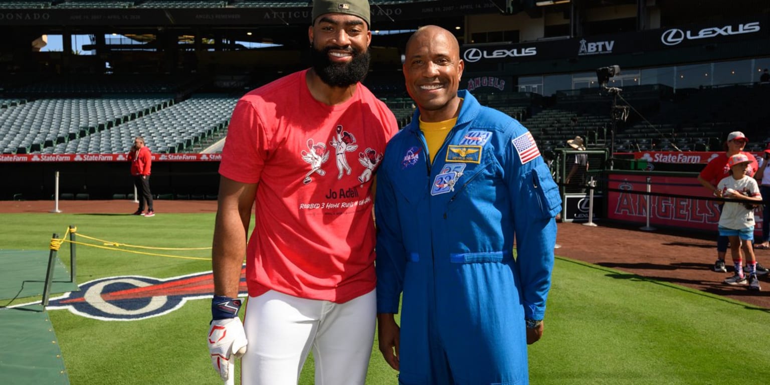 Blast off! Astronaut Victor Glover Jr. launches first pitch to Mike Trout