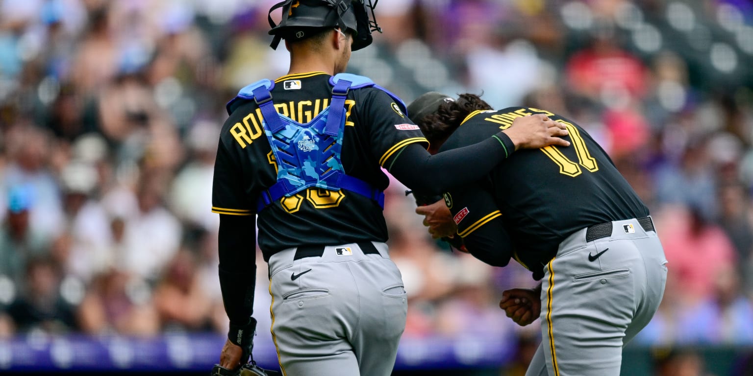 Frustrated Jones exits after being hit by comebacker on right elbow