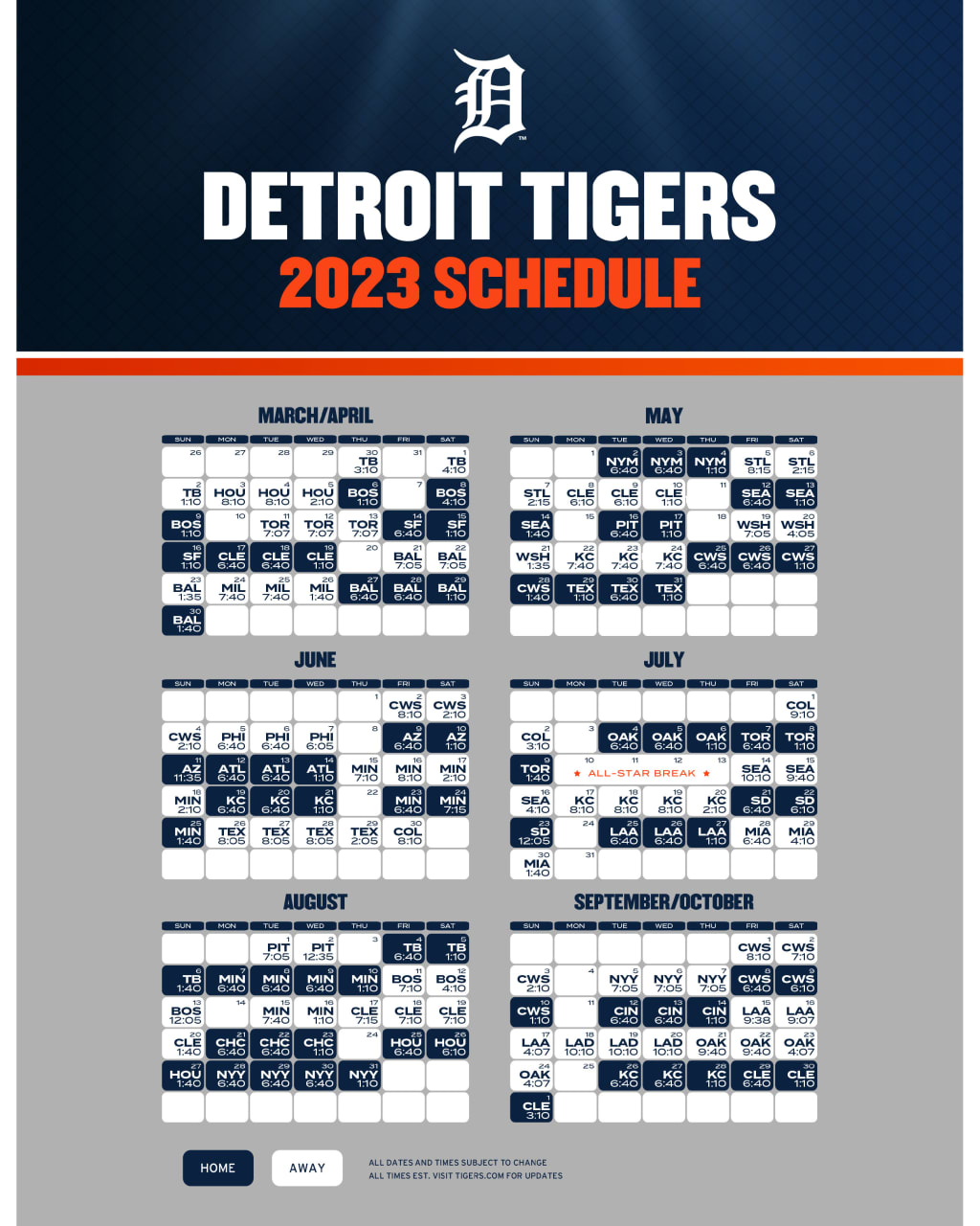 Printable Schedule Detroit Tigers