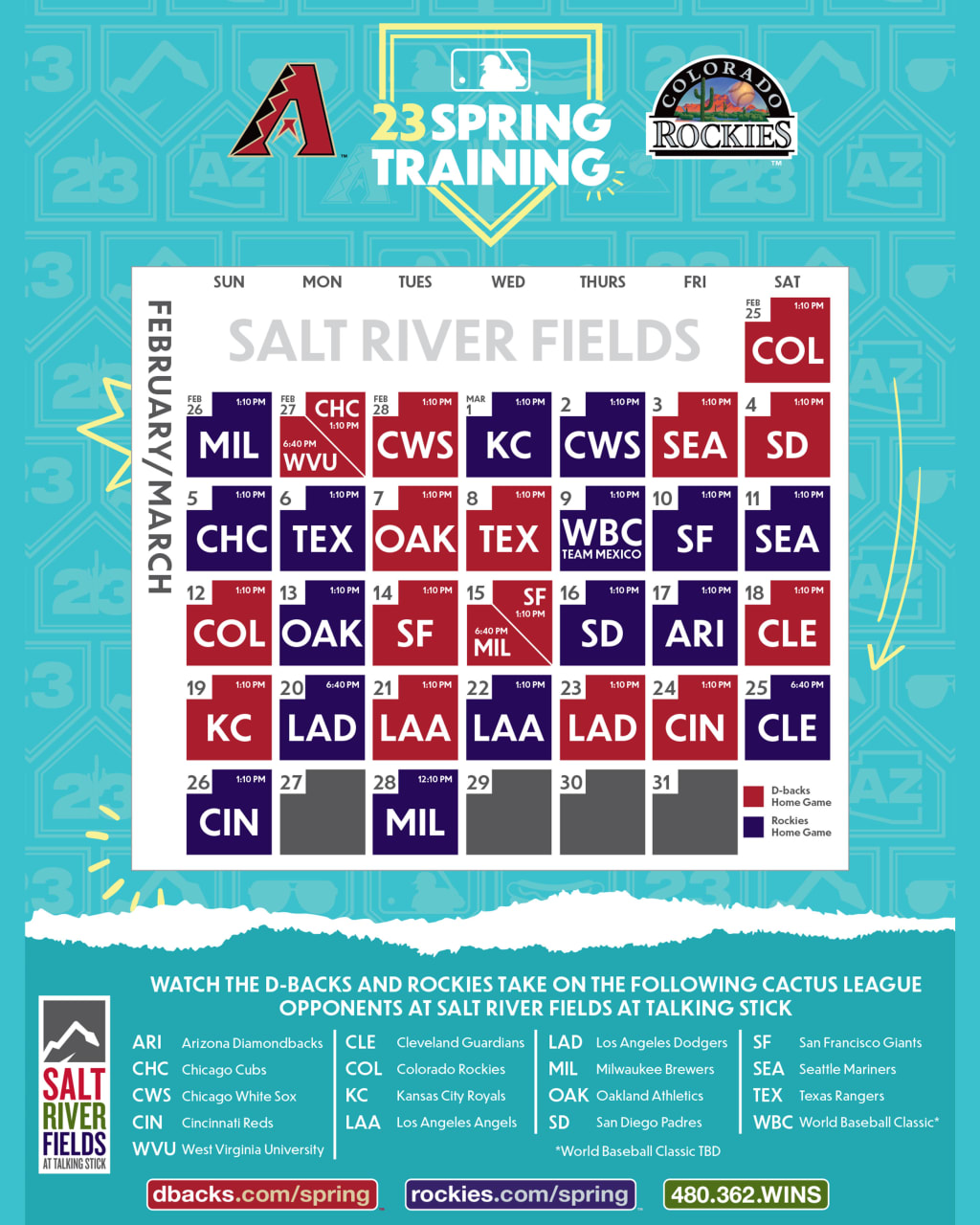 Printable Schedule Arizona Diamondbacks