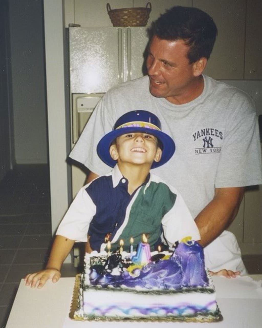 Strzelecki celebrates a birthday with his late father, Kevin. (Courtesy of Peter Strzelecki)