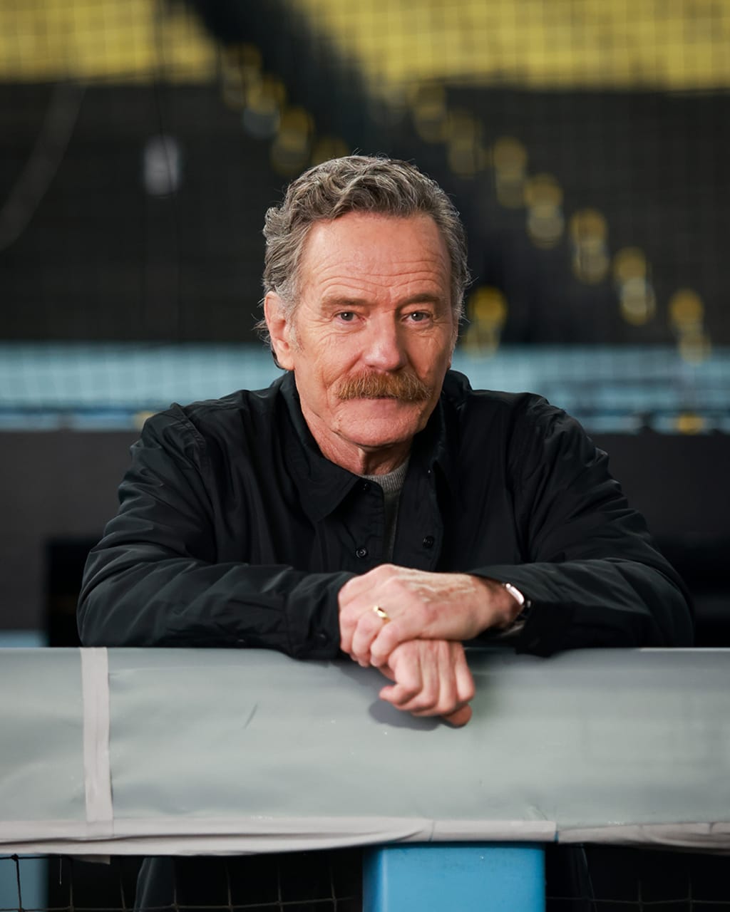 Bryan Cranston in the dugout at Dodger Stadium