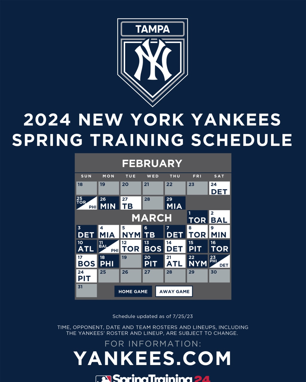 When Do The Yankees' Spring Training Move To Tampa, Fl,?