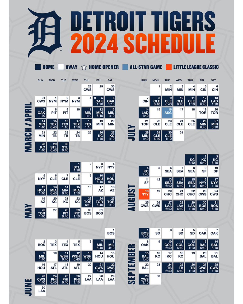 Detroit Tigers 2024 spring training schedule: Here's who they'll play