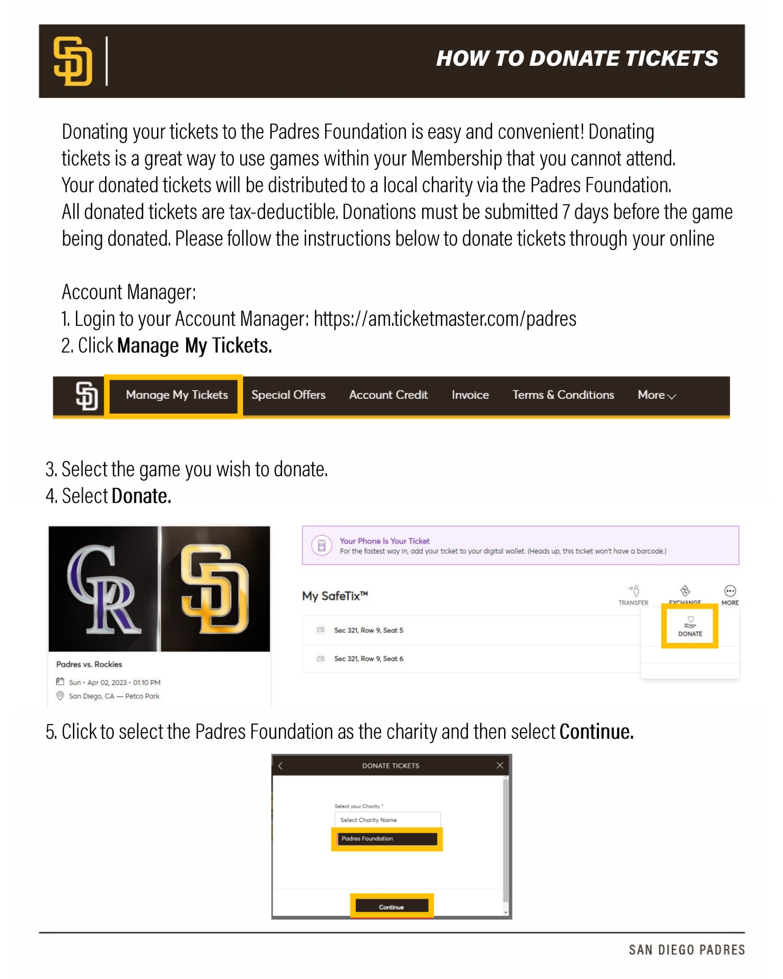 Digital Ticketing Guide San Diego Padres