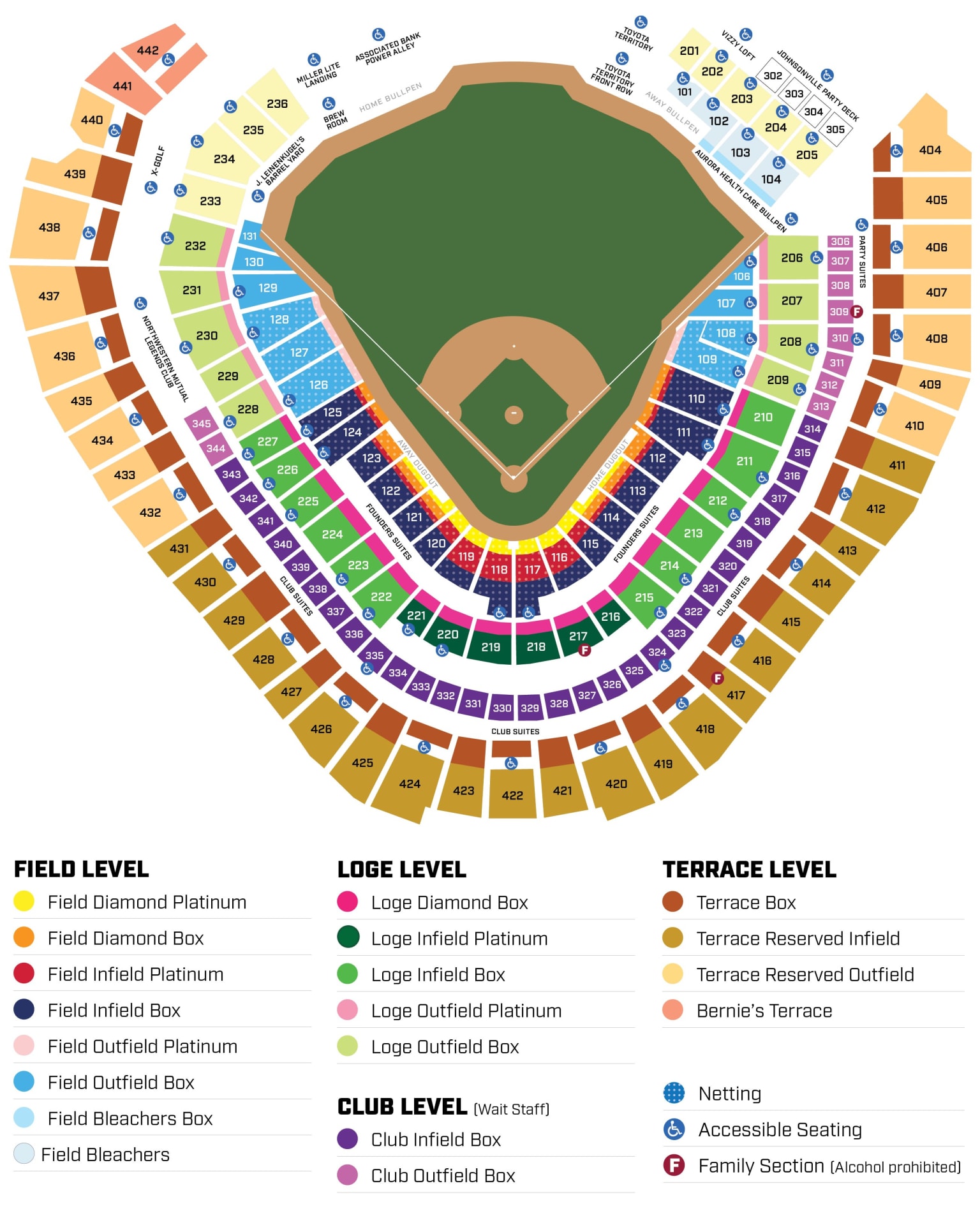 Seat Map American Family Field Milwaukee Brewers