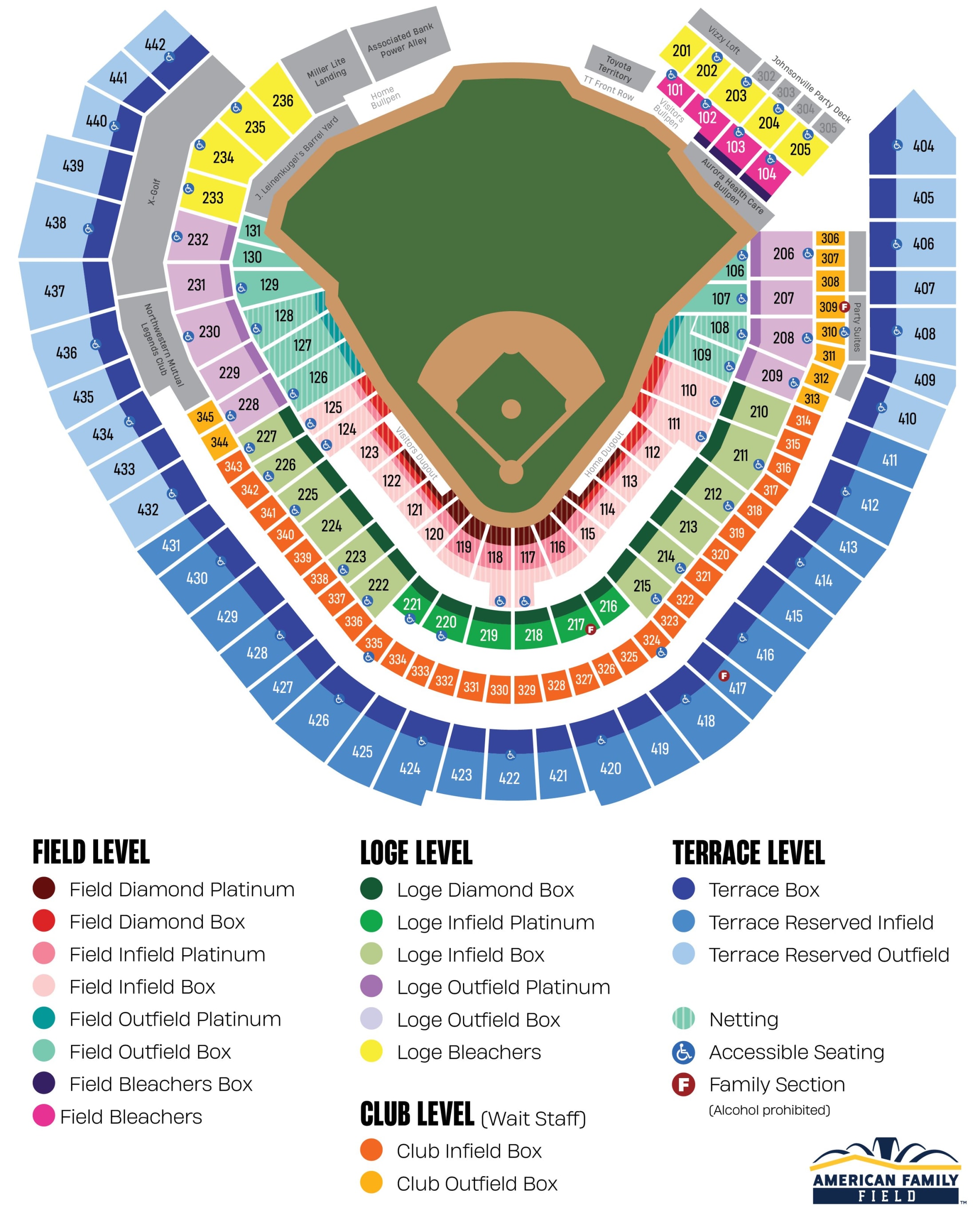 Seat Map American Family Field Milwaukee Brewers
