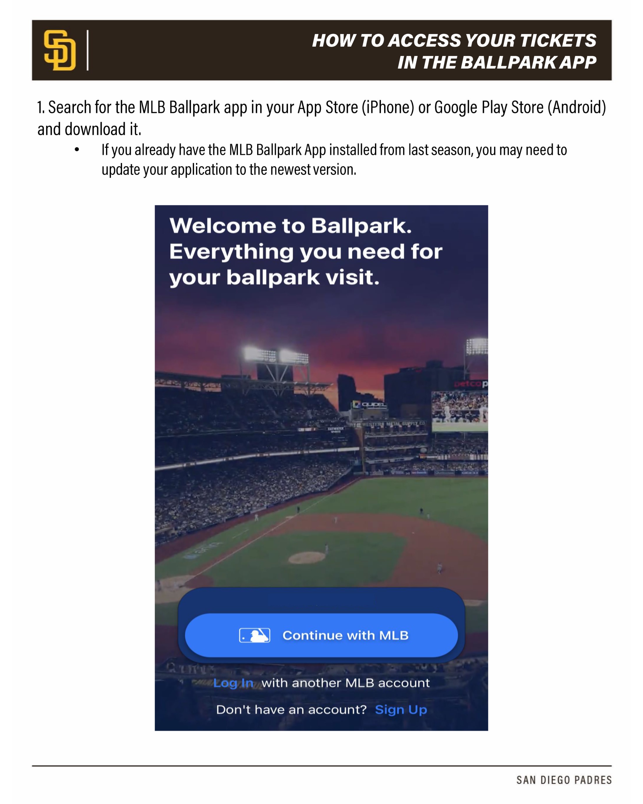 MLB Ballpark App, Padres