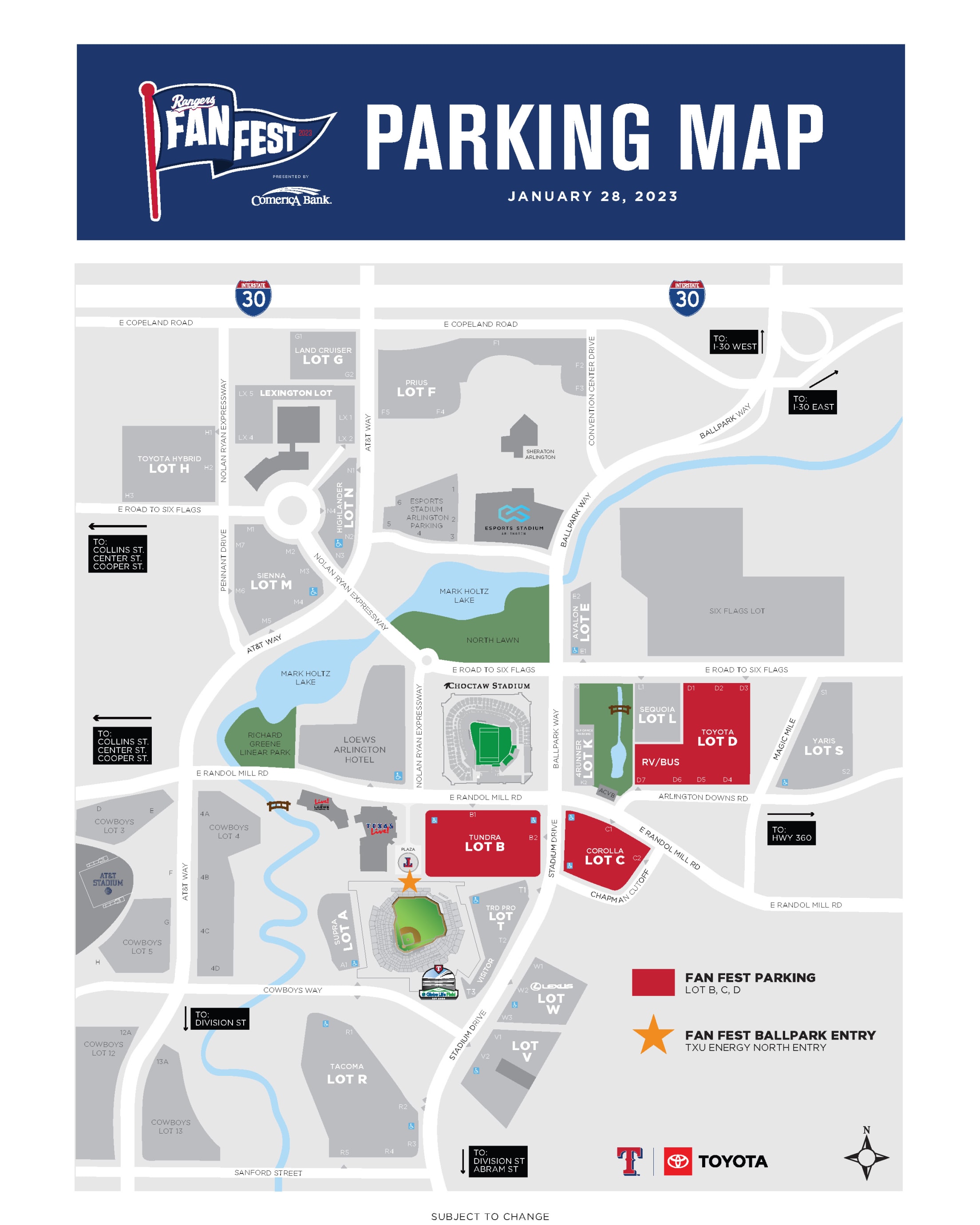 Fan Fest Parking Map Texas Rangers