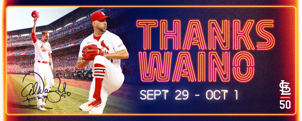 50 Adam Wainwright Waino 2005 – 2023 St Louis Cardinals Thank You