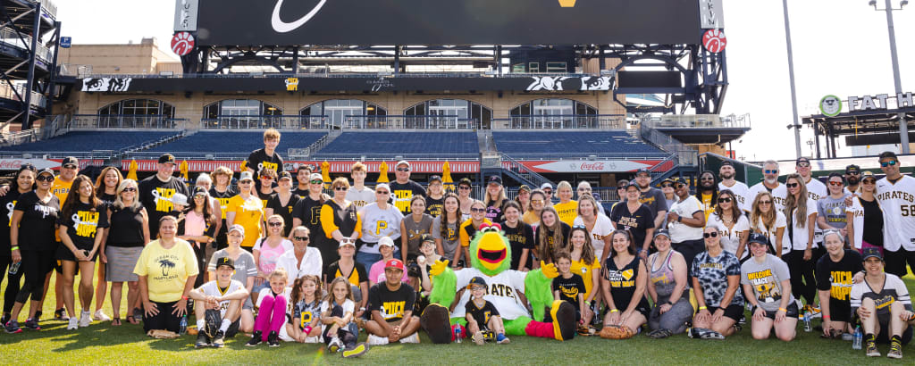 Pittsburgh Pirates owner Bob Nutting visits with people on the field before  the home opener baseball game between the Pittsburgh Pirates and the St.  Louis Cardinals at PNC Park in Pittsburgh, Monday