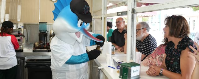 Billy the Marlin with Miami Marlins Honorees Aug. 2014 