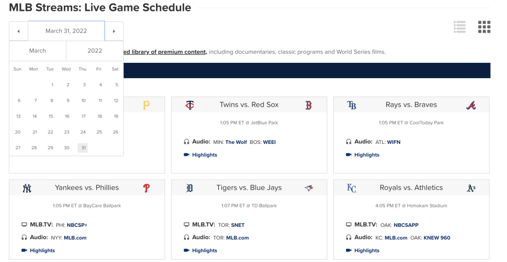 MLB.TV Subscription Access How to View MLB