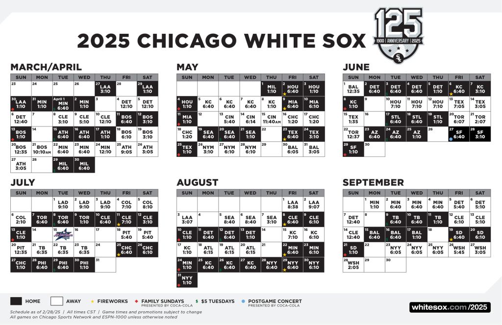 White Sox Printable Schedule | Chicago White Sox