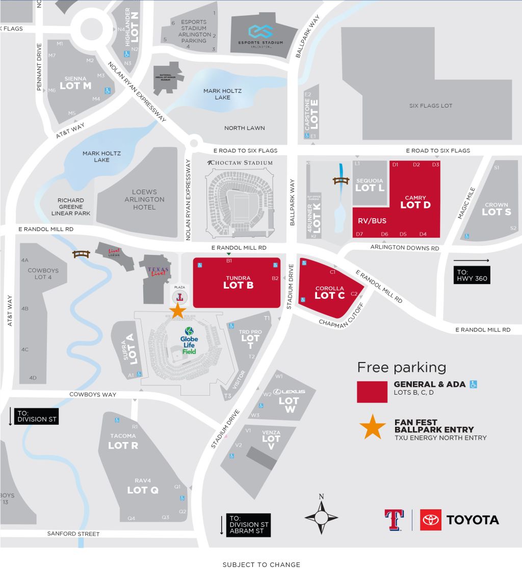 Texas Rangers Fan Map Fan Fest Parking Map | Texas Rangers