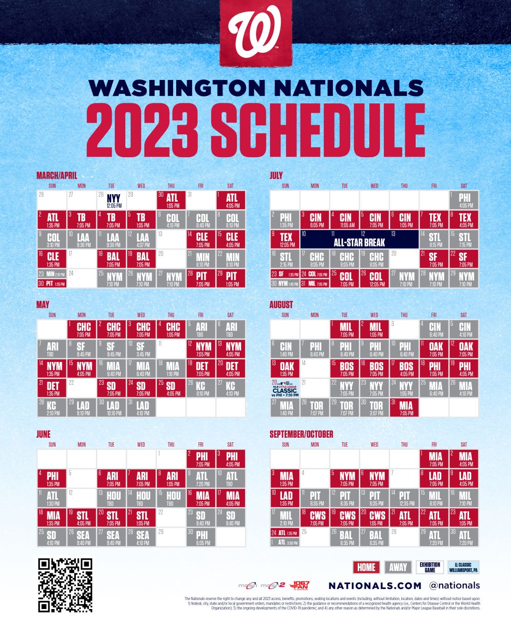 Nationals 2023 Schedule Printable Martin Printable Calendars
