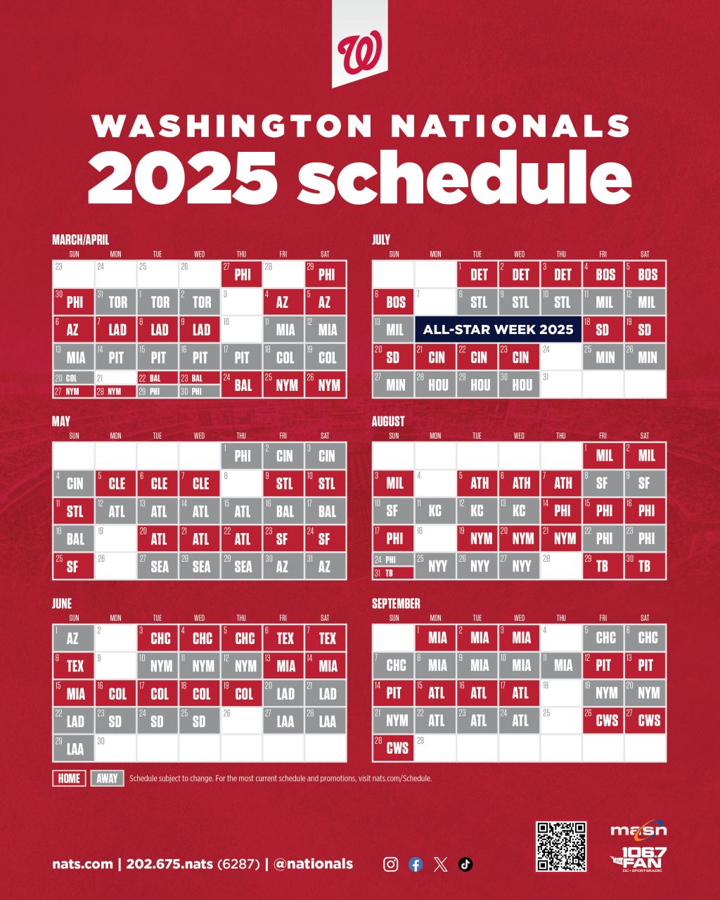 Nationals Printable Schedule | Washington Nationals