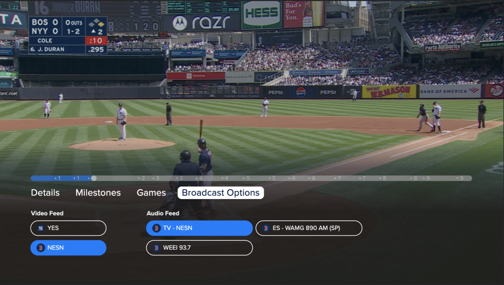 MLB.TV Samsung Viewing/Navigation