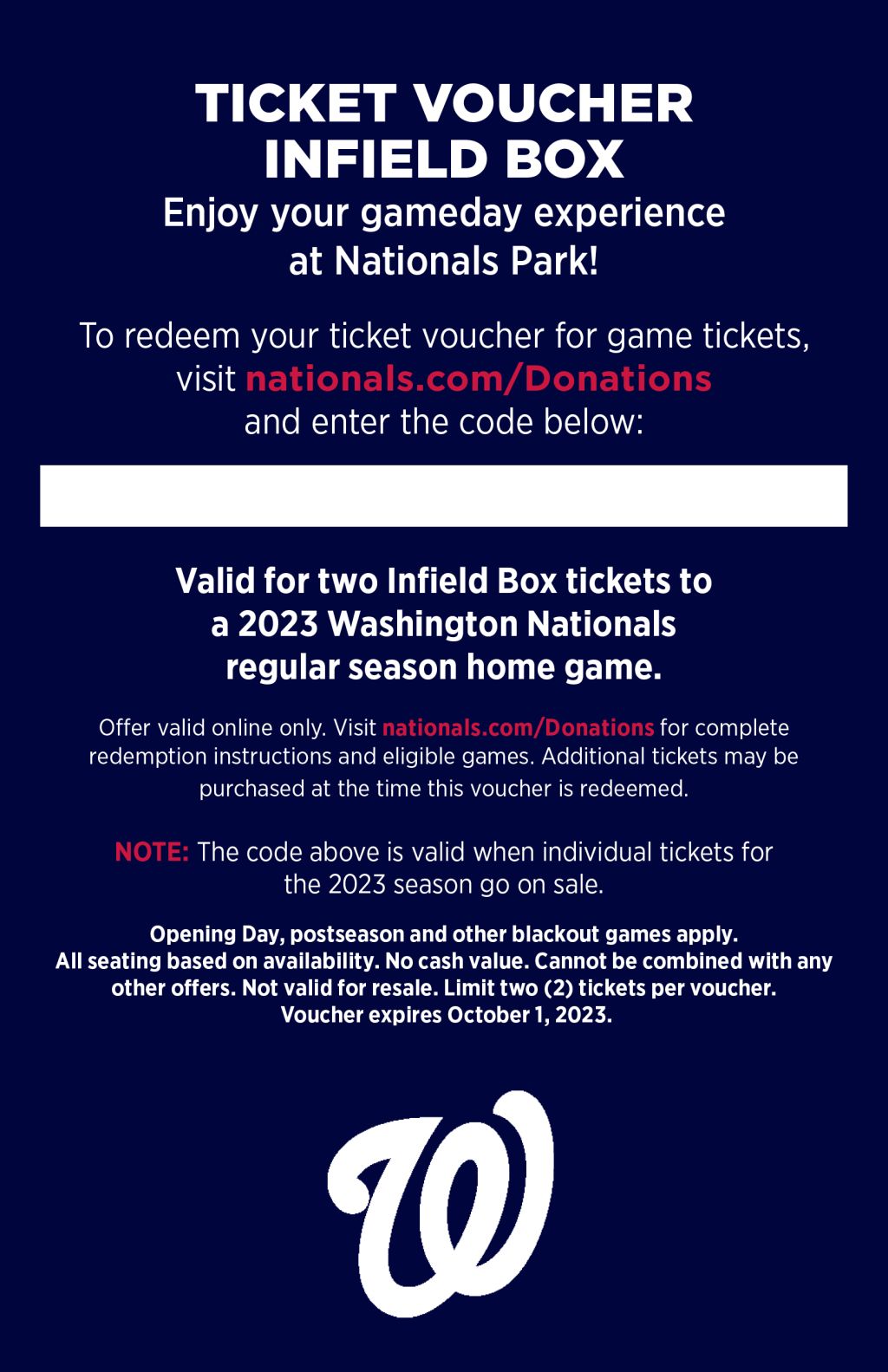 Nationals Ticket Information