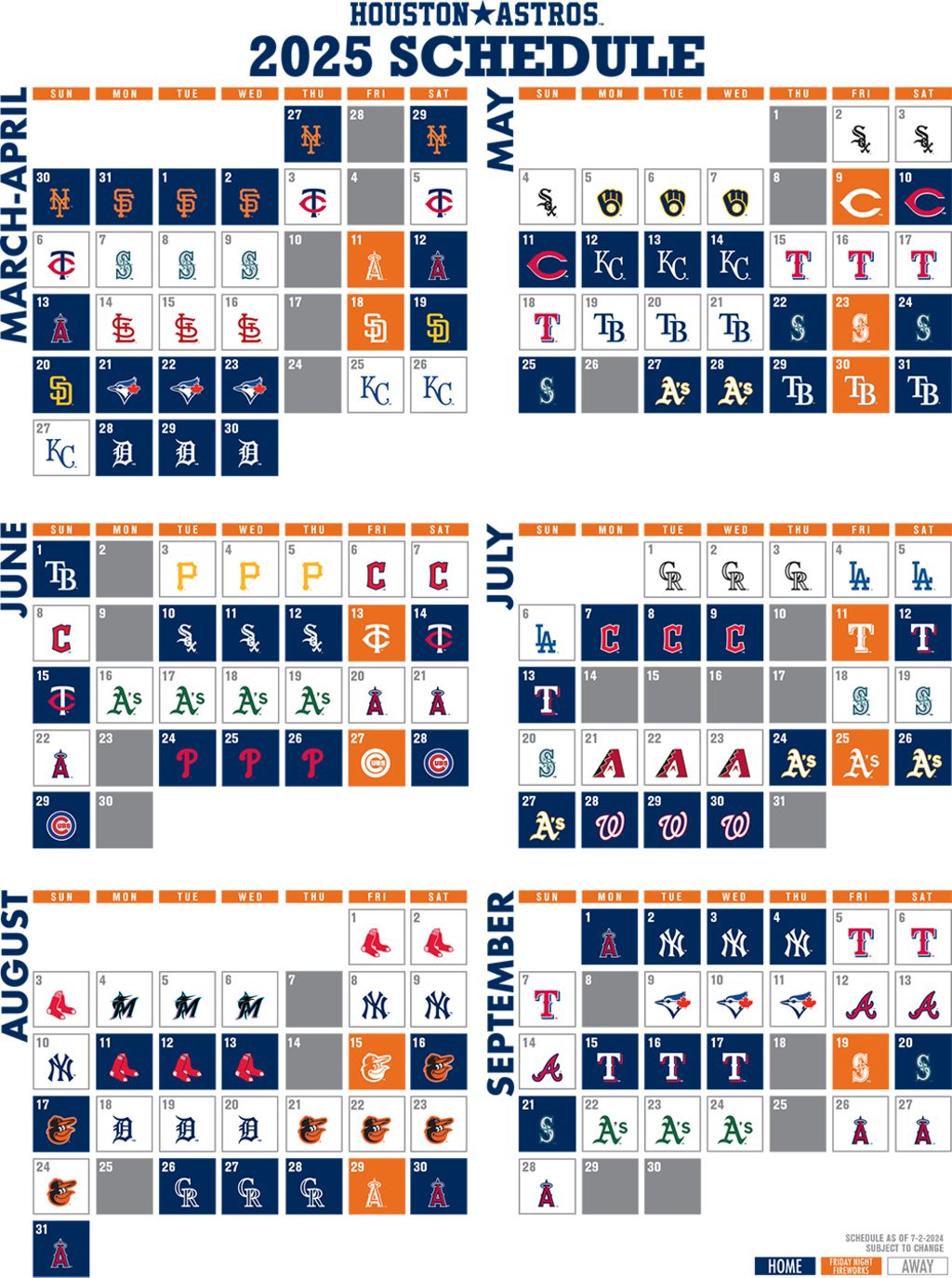 Astros Printable Schedule | Houston Astros