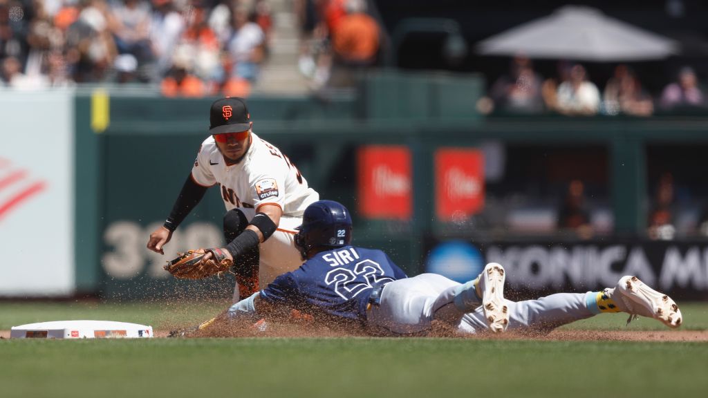 May 07 2022 San Francisco CA, U.S.A. San Francisco shortstop Mauricio Dubon  (1) makes an infield play during MLB game between the St. Louis Cardinals  and the San Francisco Giants. The Giants