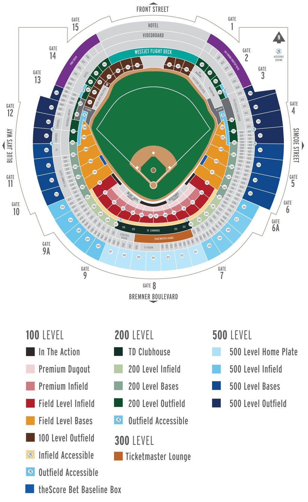 section rogers centre gate map
