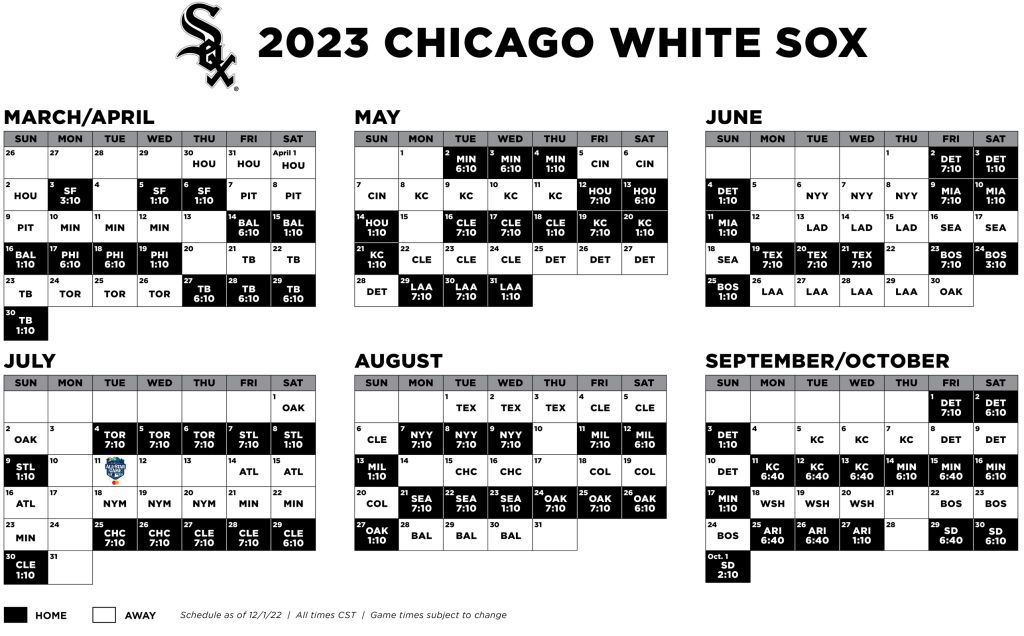 White Sox Printable Schedule Chicago White Sox