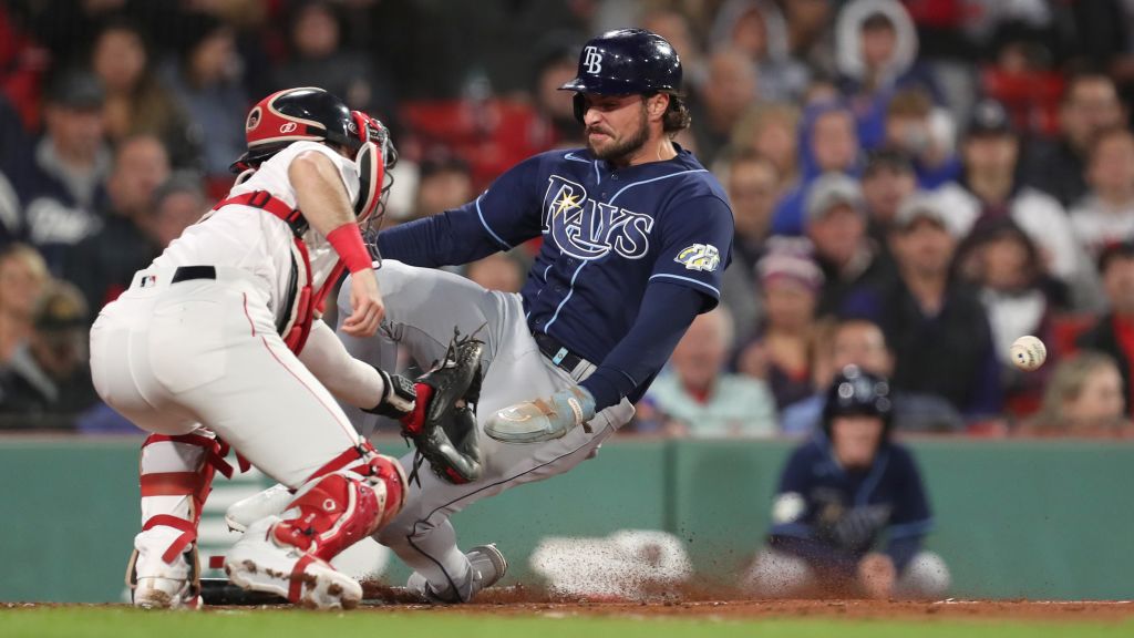 Ji-Man Choi of the Tampa Bay Rays during an at-bat against the News  Photo - Getty Images