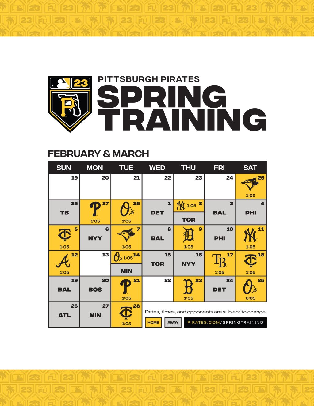 Pittsburgh Pirates Printable Schedule