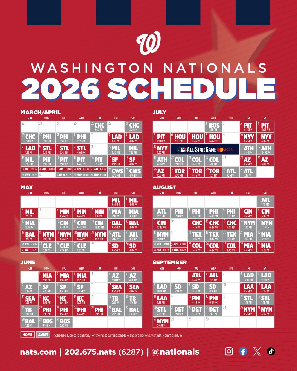 Nationals Printable Schedule Washington Nationals