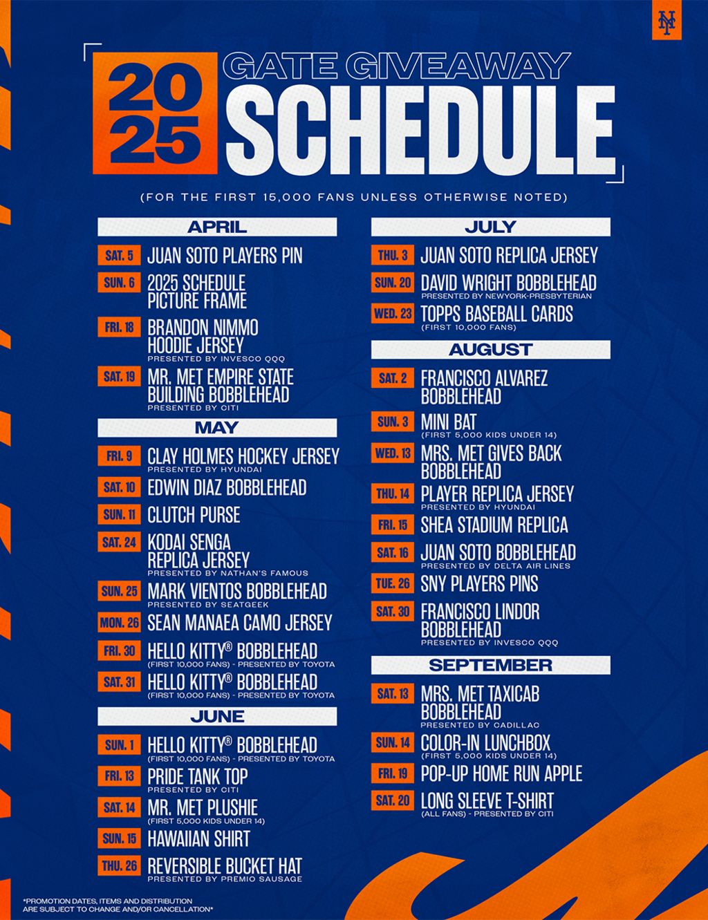 Mets Gate Giveaway Schedule New York Mets