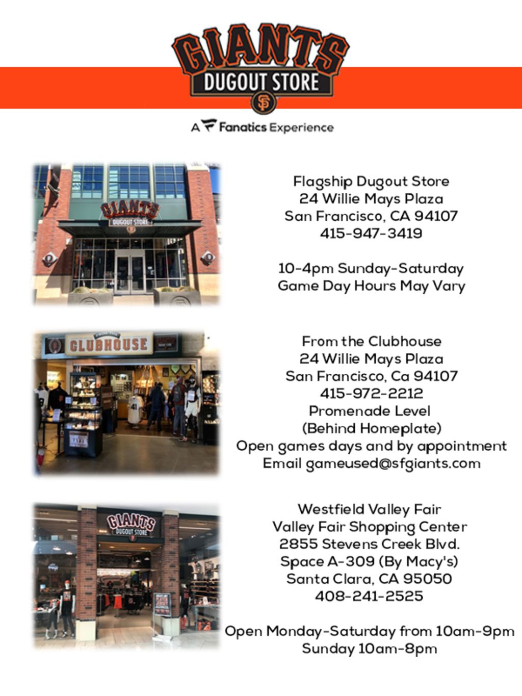 Giants Dugout Stores San Francisco Giants