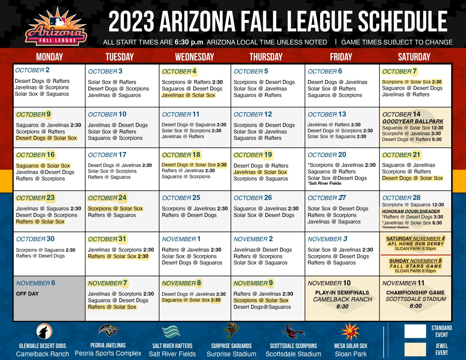 2023 Arizona Fall League Schedule Sloan Park Chicago Cubs