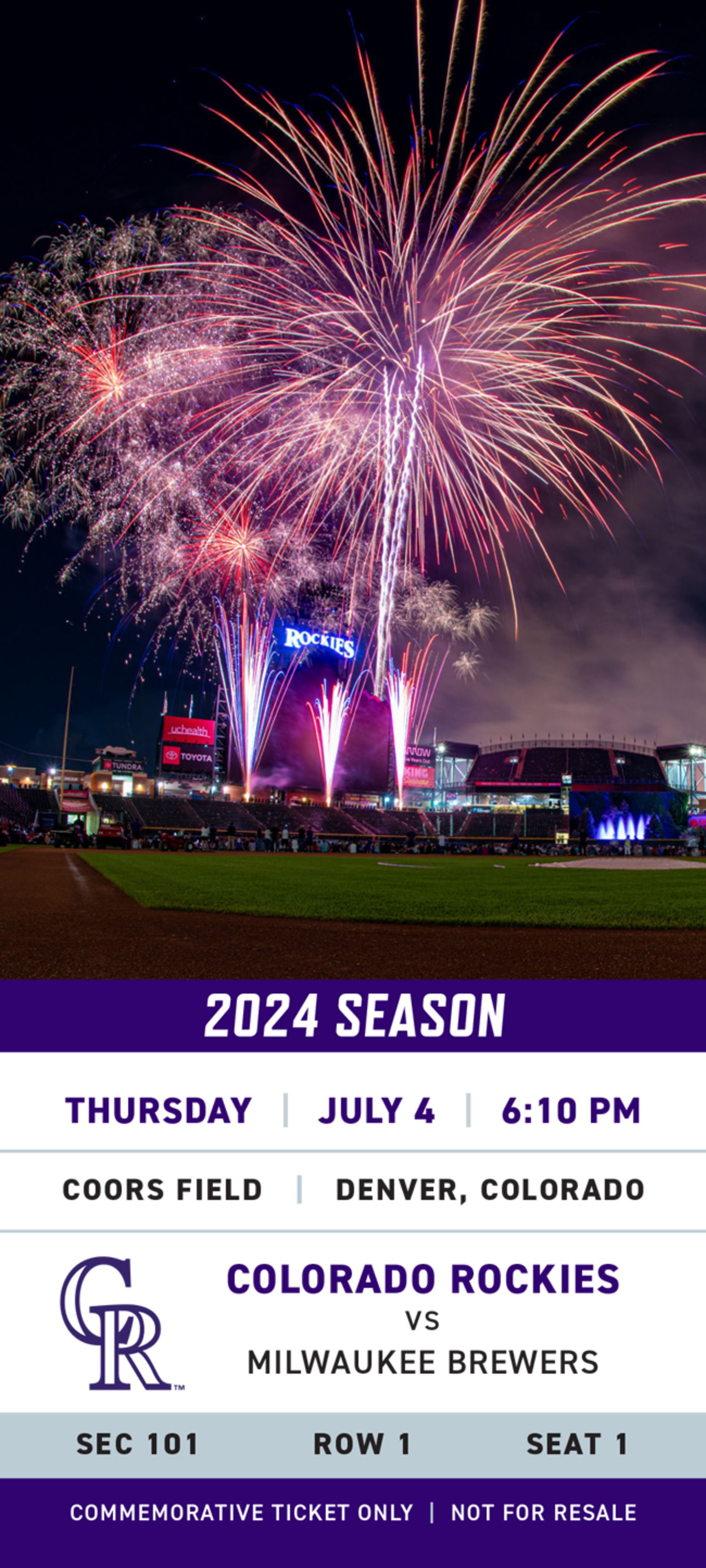 Commemorative Tickets Colorado Rockies