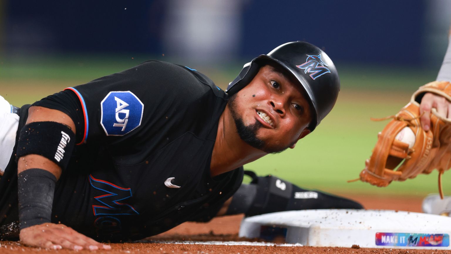 Miami Marlins baseball team wearing ADT corporate logo on jerseys