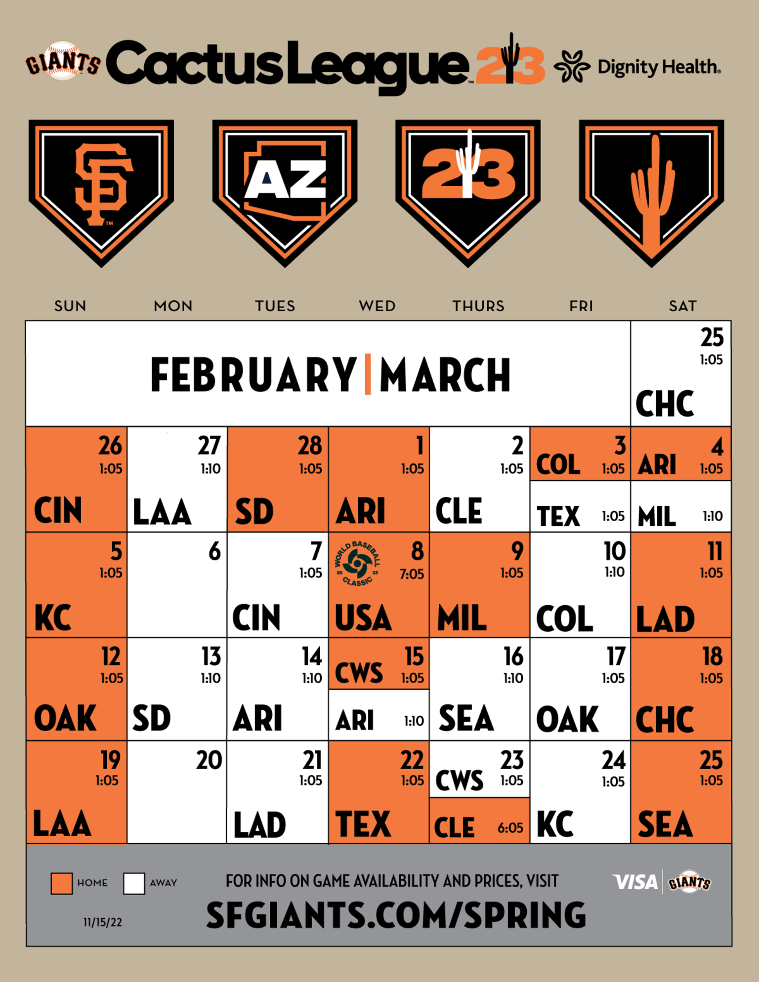 Giants Spring Training, Seating Chart