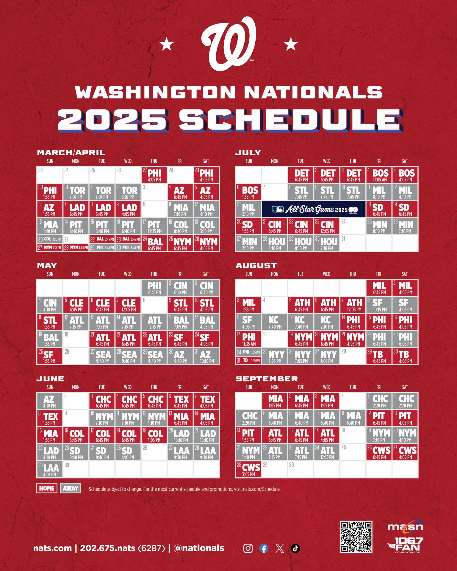 Nationals Printable Schedule Washington Nationals Nationals Printable Schedule Washington Nationals