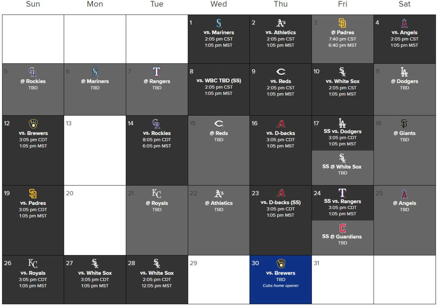 Spring Training Schedule | Sloan Park | Chicago Cubs