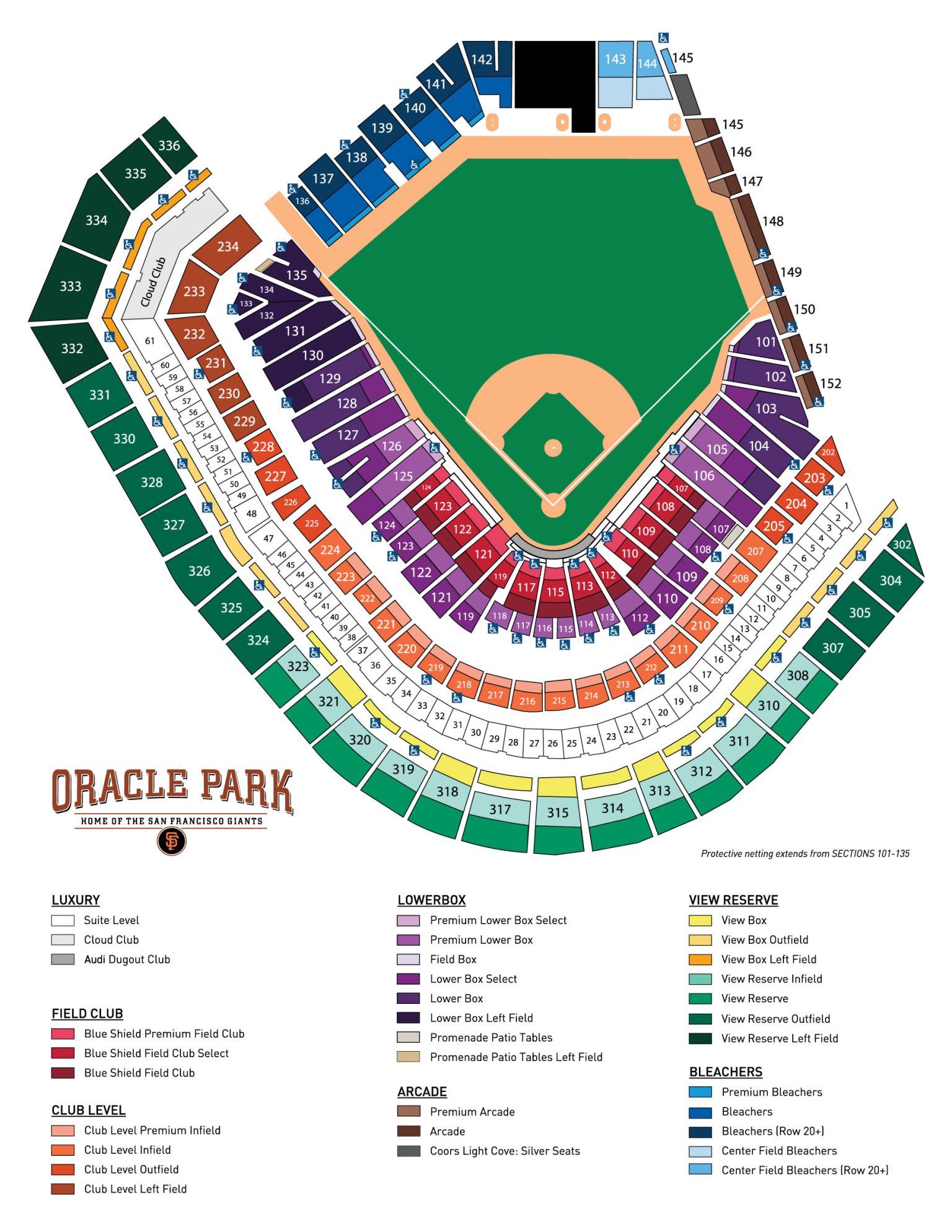Oracle Park Seat Map San Francisco Giants