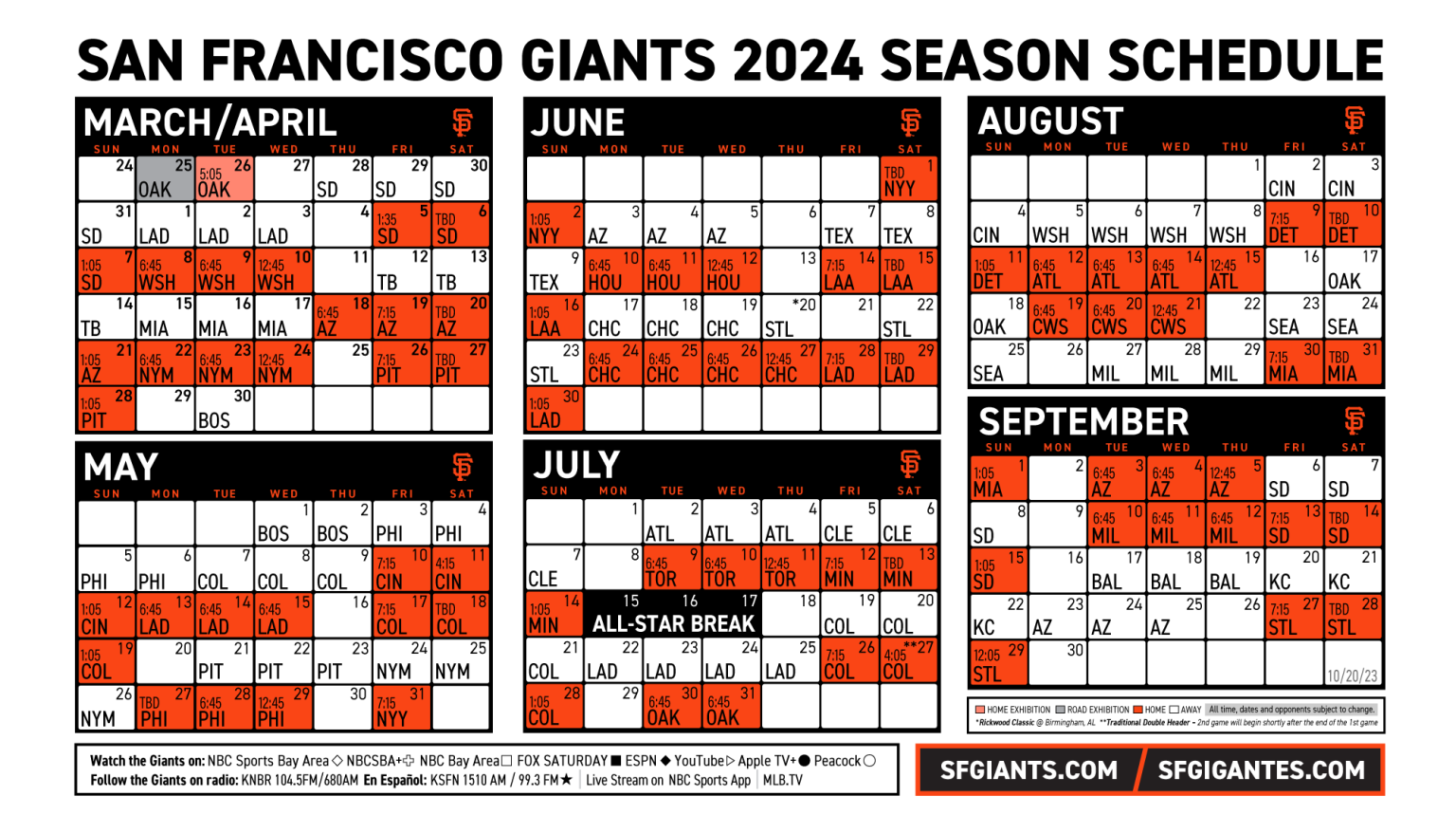 San Francisco Giants Schedule 2024 Eyde Oralie