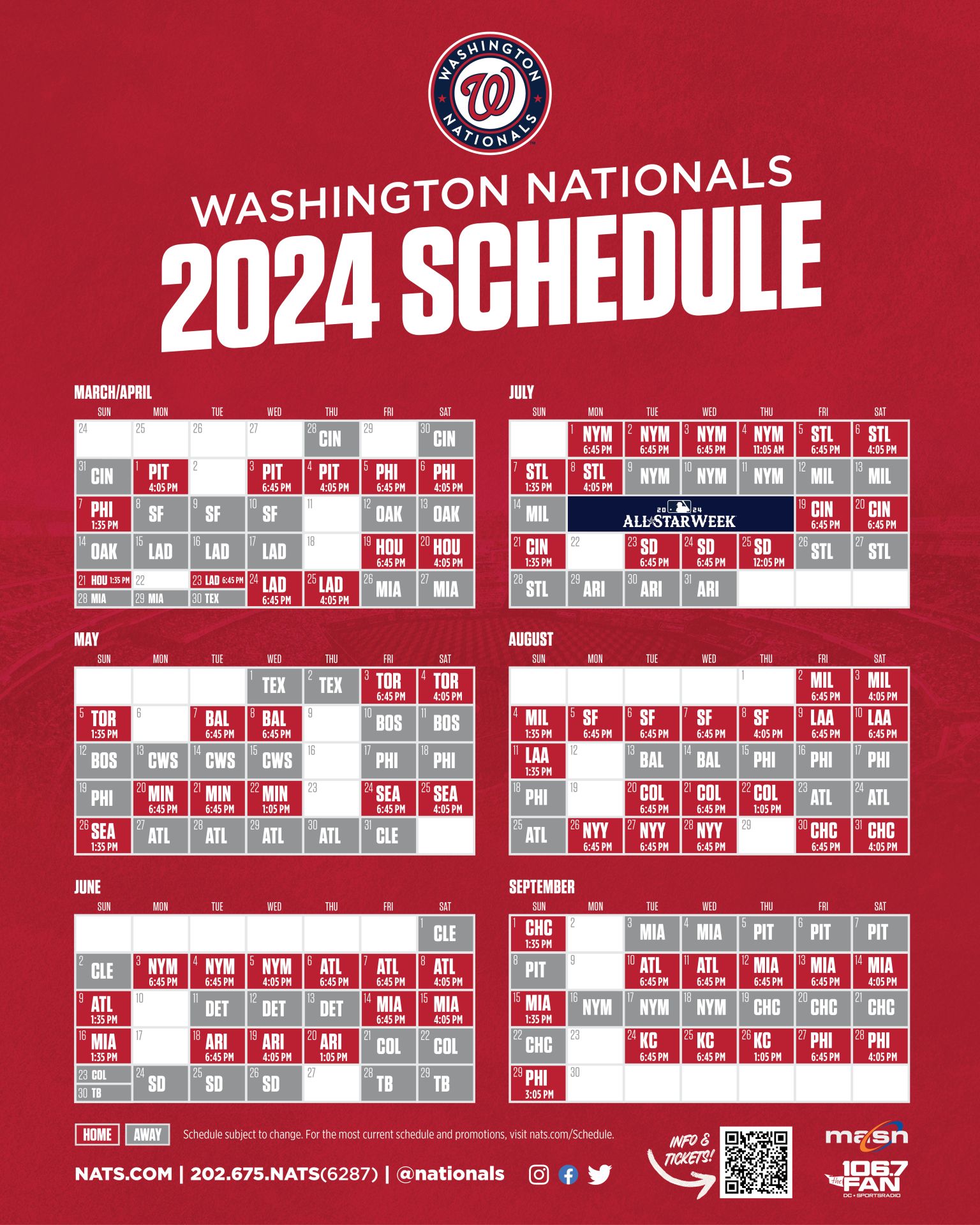 Nationals Baseball Schedule 2024 Glad Philis
