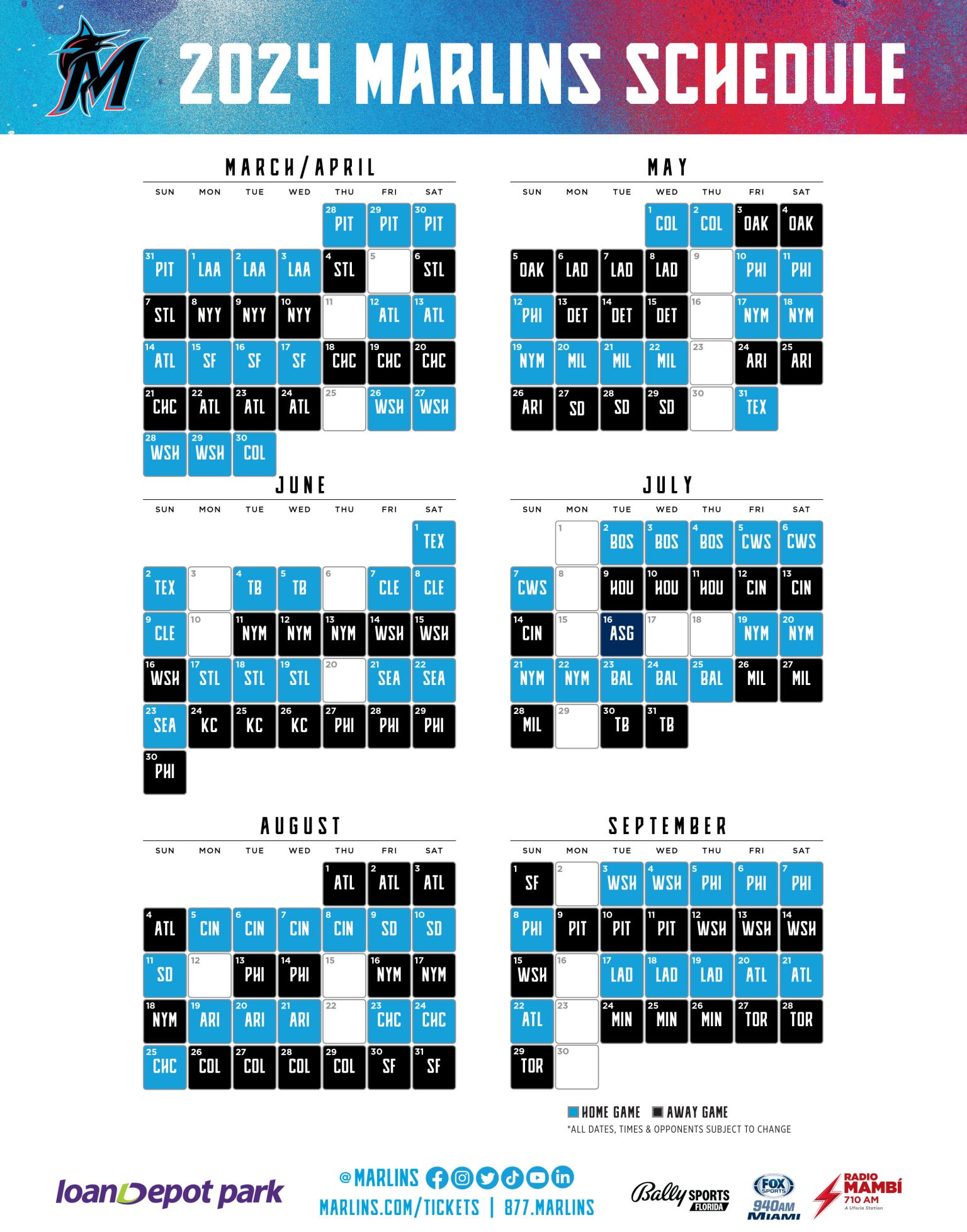 Miami Marlins Unveil 2024 Regular Season Schedule, Opening Day